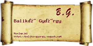 Balikó György névjegykártya